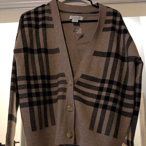Rachel Zoe Checkered Beige Cardigan